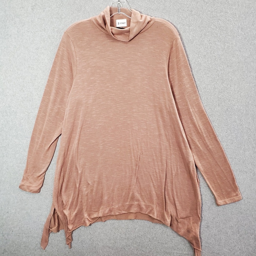 Torrid Women Top 1 Brown‎ Tunic Shirt Long Sleeve Turtleneck Sharkbite Hem
